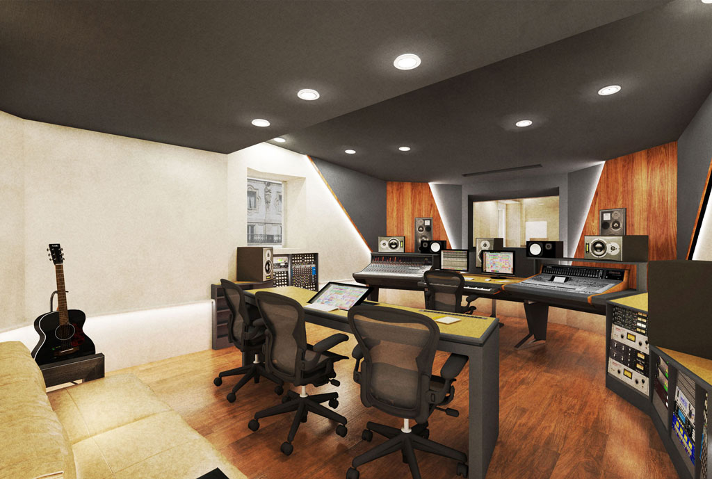 The control room of Sugar Music record label - Design of a top level recording studio for Sugar Music record label.